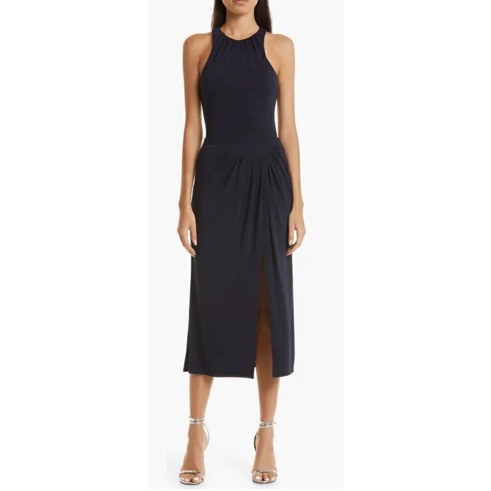 Cinq à Sept Lezlie Side Slit Jersey Dress in Navy NWT Size 0